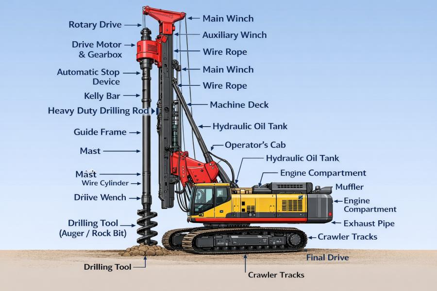 Main Parts of a Rotary Drilling Rig :Components & Functions Guide
